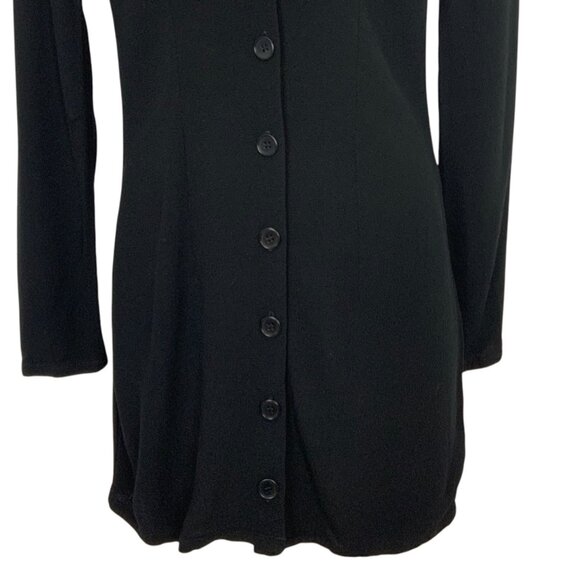 Reformation Clausen Tuxedo Dress 2 Black Mini Long Sleeve Button Front Party - Picture 8 of 11
